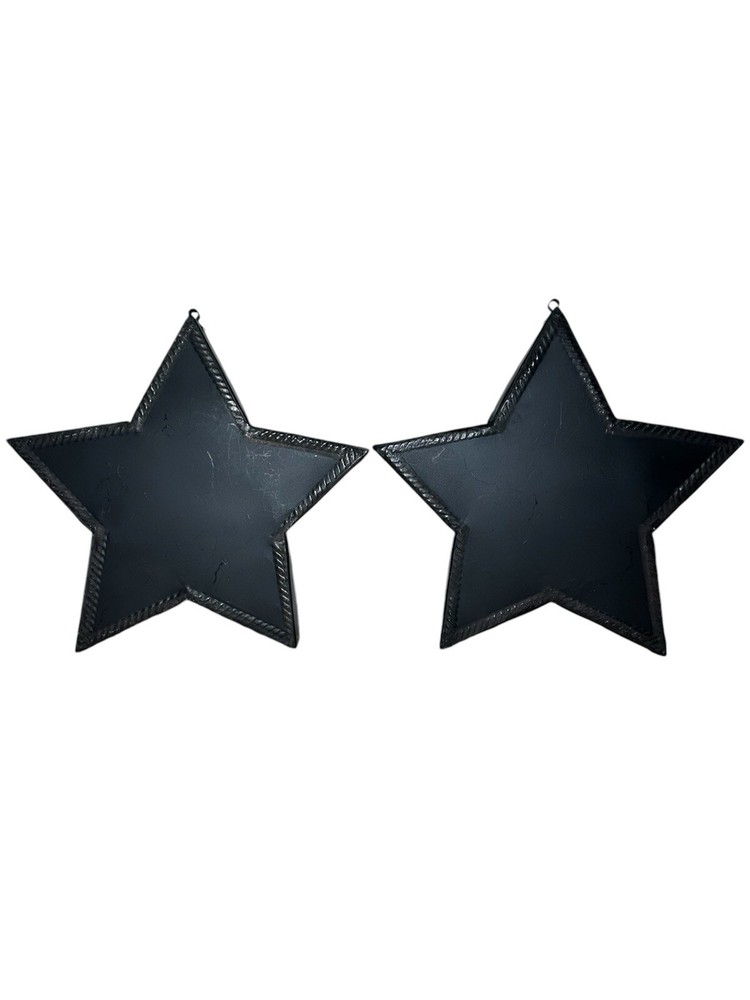Rustic Black Tin Star Country Set of 2 Wall/ Home or Outside Decor 8.5″
