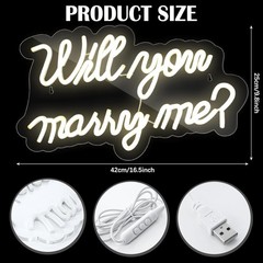 Large Metal Heart Arch Stand and Will You Marry Me LED Neon Light Sign Wedding