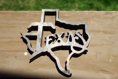 Rustic Texas Plaque made cut from heavy 1/2″ steel. 5.5″ tall and wide