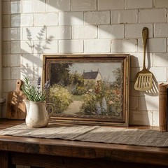 Rustic Vintage Garden Framed Art – Timeless Floral Canvas for Living Room