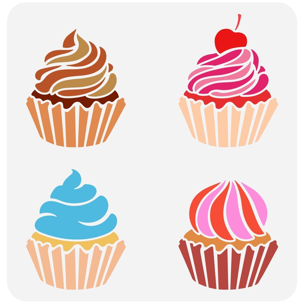 FINGERINSPIRE Cupcake Stencil for Painting 11.8×11.8 inch PET Hollow Out DIY …