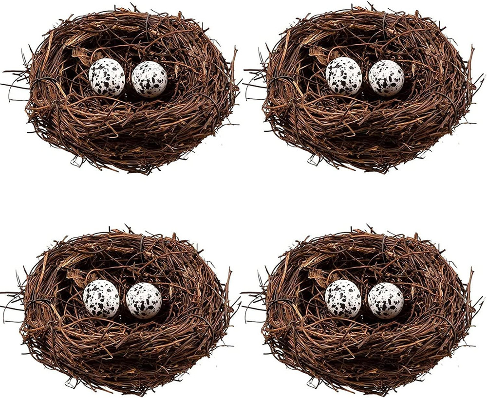 Mini Artificial Birds Nest with Eggs for Easter Decor and Crafts (4 Inches)