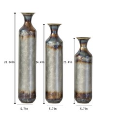 Glazed metal vase decoration home droplet shaped white metal vase 3-piece set