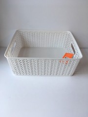 Simplify Resin Herringbone Storage Tote, Medium, 14″ x 11.5″ x 5.15″