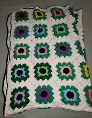 Granny Square Raised Flowers Afghan Multi Color 66″×47″