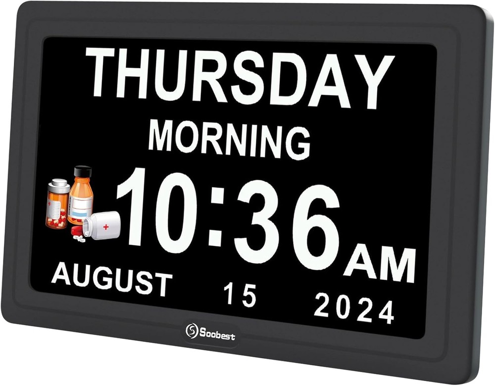 Digital Dementia Alarm Clock Large Display for Seniors, Plug in Electric Date…