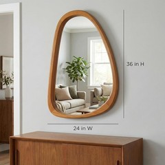 36″x 24″ Asymmetrical Wall Solid Wood Frame Mirror for Bedroom/Living Room