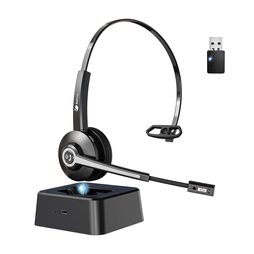 Earbay Trucker Bluetooth Headset, Wireless Headphones with Microphone Mute & …