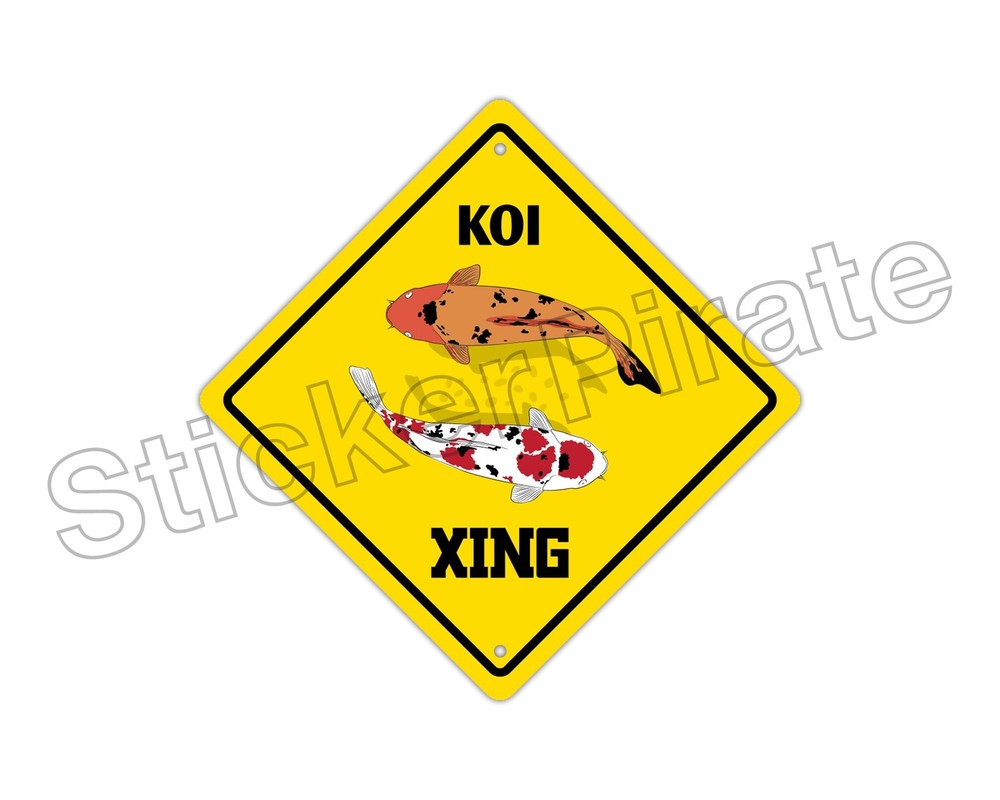 *Aluminum* Koi Crossing Funny Metal Novelty Sign 12″x12″
