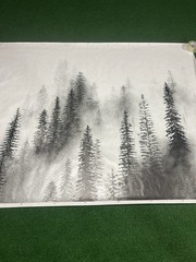 New IKEA BJORKSTA M. Selmin Black & White Pine Trees Print on Canva 78 3/4 X 55″