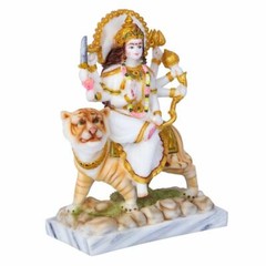 Marble Dust Goddess Durga Devi Mata Sherawali Statue Idol Figurine 15 inches