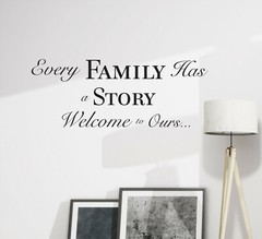 Wall Decal inspirational Quote Family Story Welcome Vinyl Decor Black gz448