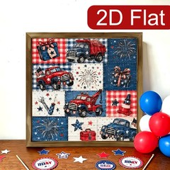 Vintage Patriotic Truck Patchwork Wooden Plaque Farmhouse Garage Wall Decoration