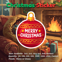 Christmas Sticker Ornament Holiday Waterproof Vinyl Die Cut Glossy Matte