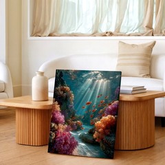 Wall Art Underwater Coral Reef Ocean Fish Sun Rays Coastal Canvas Print Decor