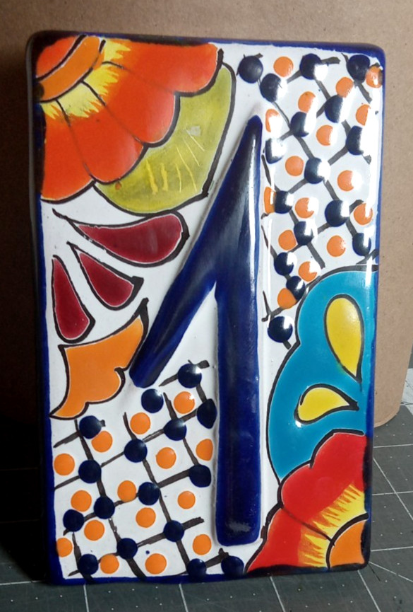 Vintage Mexican Talavera Hacienda Tile Address House Number 1 Uno Fast Shipping