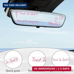 6 Pcs Trust in God Rearview Mirror Stickers, Christian Car Decals Vinyl Sticker,