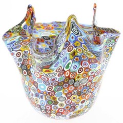 GlassOfVenice Murano Glass Millefiori Fazzoletto Bowl – Multicolor
