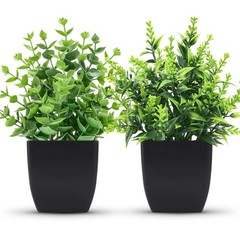 ZJIA 2 Pack Small Fake Plants Black Bathroom Accessories for Home Bedroom
