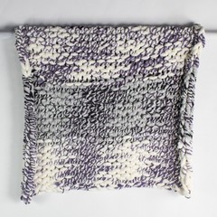 Handmade White Gray Black Purple Chunky Knit Lap Throw Blanket 32″ x 42″