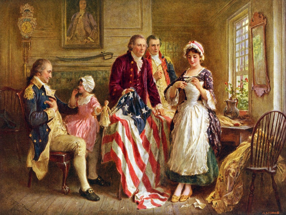 Decoration Poster.Betsy Ross Makes American Flag.Home Room Wall art Design.1417