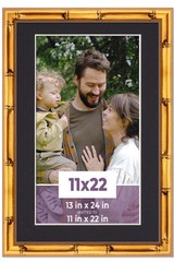 11×22 Frame Gold Bamboo With Black Picture Mat For 11×22 Photo – Gold Bamboo 13x