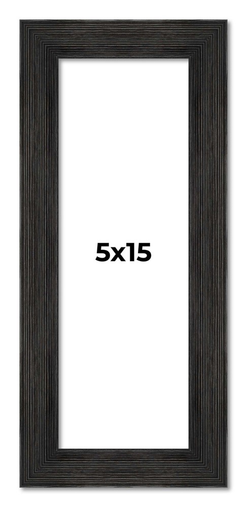 5×15 Frame Black Rustic Barnwood Solid Wood Picture Frame | 1.5 Inch Moulding Wi