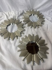 Silver Celestial Sunburst Starburst Wall Mirrors MCM Whimsigoth Decor Plastic 3