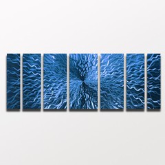 Metal Wall Sculpture Modern Abstract Art Blue Painting Contemporary Home Decor L