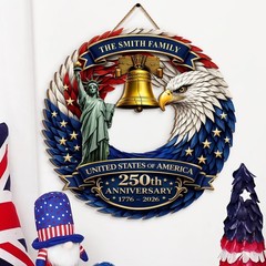 Personalized 3D Effect Eagle Wreath Sign – USA 250th Anniversary Patriotic Decor