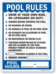 SmartSign Pool Rules Pool Hours Write-On Metal Sign 24 x 18 in
