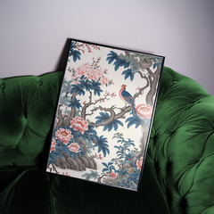 Vintage Asian Bird Print Set, Japanese Art Prints Featuring Peacocks