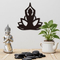 Black 9.4×9.8 Inch Metal Lotus Yoga Wall Art Minimalist Hanging Room Decor