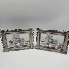 Vintage Burnes of Boston 4” x 6” Photo Frame Brush Pewter Standing Lot Of 2