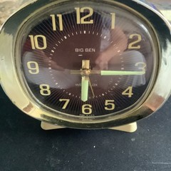 Westclox Big Ben Mechanical Analog Alarm Clock Gold/Beige Square Vintage
