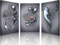 Framed Wall Art for Bedroom 3D Metal Effect Love Heart Couple Wall Art Decor …