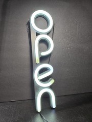 Open Sign White Neon 16″ Open Signs For Business With Power Cable Lostronaut E01