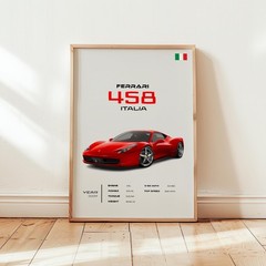 Ferrari 458 Italia Poster | Italian Supercar Wall Art Print