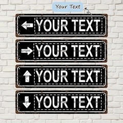 Custom Directional Arrow Metal Sign Personalized Text Vintage Wall Home Decor