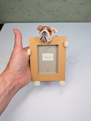 Small E&S Imports Resin Bulldog Dog Picture Frame 3×2″