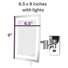 JERDON Rectangular 6.5-Inch x 9-Inch Wall Mount Mirror – Makeup Mirror with 5…