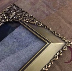 Mini 5 x 4 in. Metal Photo Frame Antiqued Bronze with Ornate Scrollwork Corners