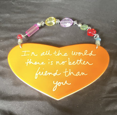 Sandra Magsamen Friendship Quote Heart Hanging Plaque, Orange Ceramic/Metal 7×5