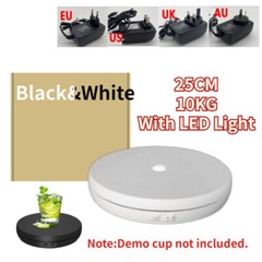 360° Rotating Electric Led Light Turntable Jewel Show 10KG 25cm Holder Base Load