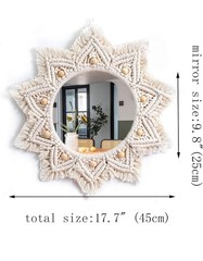 Boho Wall Decor Mirror Circle Hanging Mirror for Bedroom Living Room Home Decor