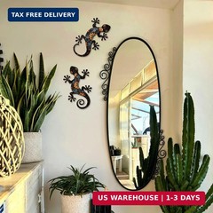 Metal Gecko Outdoor Wall Art, 2 Pcs 11.8 inch Gecko Wall Hanging Sculpture Decor