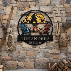 Personalized Camper Metal Sign Custom Cabin Camping Family Name Decor