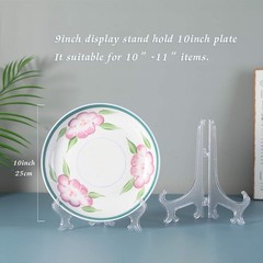 Artliving 9 Inch Clear Plastic Easels or Stand/Plate 9 inch (6 pack), White