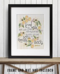 Bible Verse – Kind Words Are Like Honey – 11×14 Unframed Art Print – Great Decor