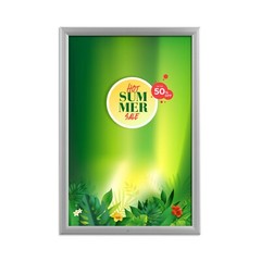 Lockable Weatherproof Front Loading Snap Poster Picture Frame Aluminum Silver